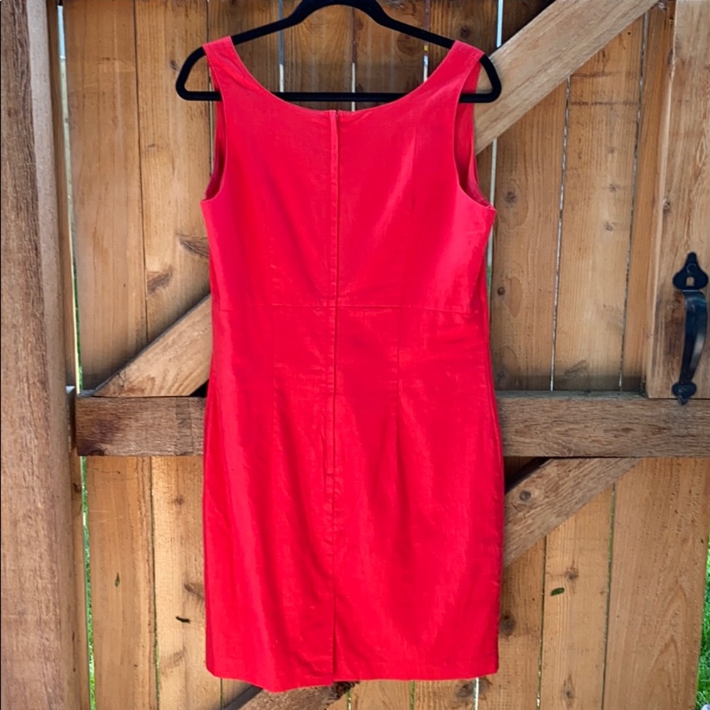 Beautiful Red Linen & Cotton Dress 14 - Picture 3 of 6